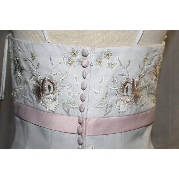 Lenovia#39304 Heavy Satin Wedding Gown with Pink Accents-Size 14-White with Pink - Picture 8 of 10